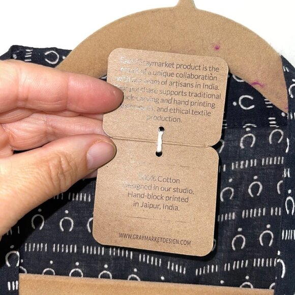 Gray Market Womens Robe Black White One Size Kako Block Printed Pure Cotton NWT - Picture 7 of 15